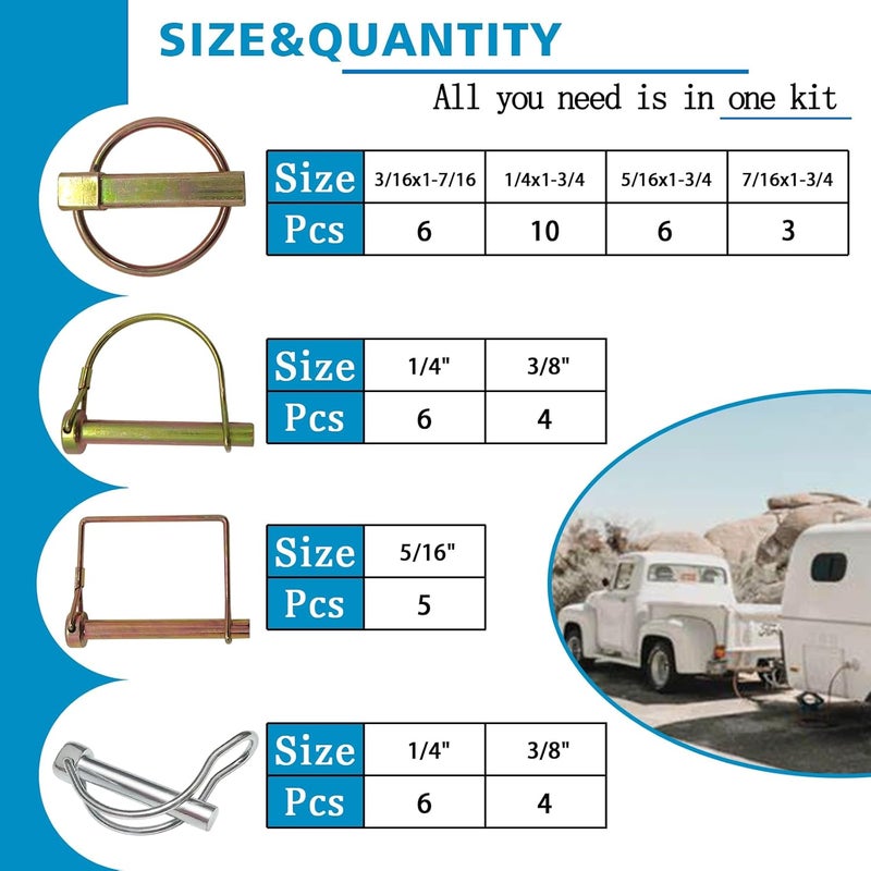 Easily 202PCS Hitch Pins Clip Pins, Linch and PTO Pins for Trailers Tractors Trucks Towing Mowing, Farm Equipment, Snow Plows, Lawnmowers Garage, Heavy Duty Trailers Accessories Tractor Attachments - Image 2